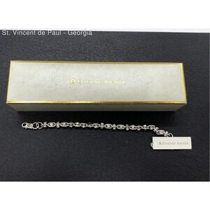 Vintage New Old Stock Etienne Aigner Silvertone Link Bracelet W/ Stones NWT Read
